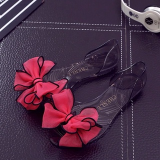 Sandalias de flores zapatos de gelatina zapatos planos de verano de estudiante Peep Toe cristal transparente prendas de vestir exteriores de estilo coreano zapatos de plástico de Mujer Zapatos de playa (8)