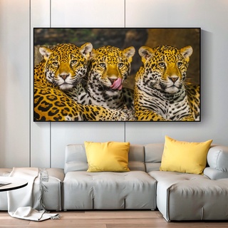 Sin marco lindo Jaguars arte lienzo pintura Wild Jaguars animales pósters y impresiones arte de pared imagen para sala de estar Cuadros decoración del hogar