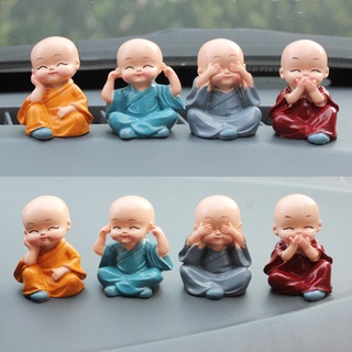 [KUKU] 4 piezas encantadoras estatuas de resina monjes artesanías creativas decoración del hogar accesorios para automóviles (6)
