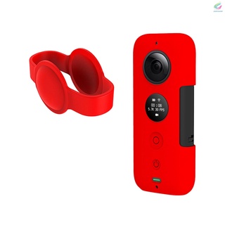 Fy funda protectora de silicona de alta resistencia con cubierta de lente Compatible con Insta 360 One X cámaras deportivas rojo