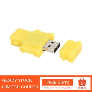 Always USB Flash portátil amarillo dibujos animados Robot pulgar memoria Stick para almacenamiento de información transmisión de datos (1)