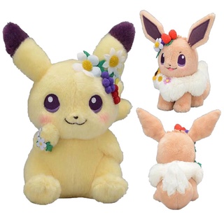 lindo pokemon fete primavera eevee & pikachu juguete de peluche muñeca de peluche juguetes de regalo de niños (2)