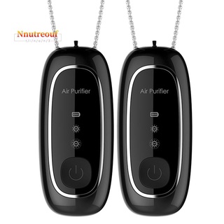 Fashion Personal Wearable Air Purifier Necklace Mini Portable Air Freshener Ionizer Negative Ion Generator 2Pcs(Black)