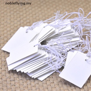 100 pzs etiquetas de papel blanco para joyas/ropa/etiqueta de precio con cuerda elástica 5*3cm [MY] (1)