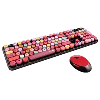 juego de teclado y ratón inalámbrico de 2.4 ghz de color mezclado con 104 teclas coloridas con receptor usb para pc de escritorio portátil
