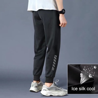 pantalones de jogging de los hombres de seda de hielo aire acondicionado pantalones sueltos transpirable correr pantalones deportivos
