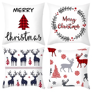 4 piezas de navidad patrón de letras sofá cama decoración del hogar funda de almohada