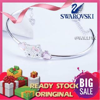 Charms Swarovski charm plata pulsera Swarovski HELLO KITTY corazón elegante cristal pulseras encantos Gelang mujeres regalo 5197312