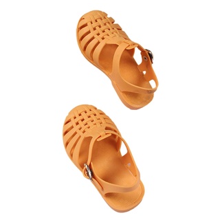 Mu♫-Sandalias planas para niños, verano de Color sólido hueco zapatos para caminar calzado para niñas niños (7)