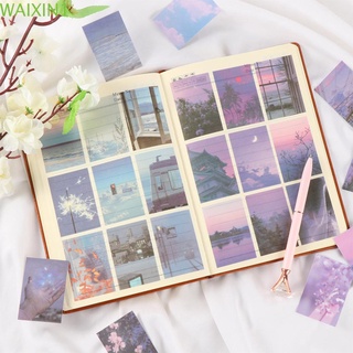 SUER 50PCS DIY Washi Stickers Notebook Diary Planner Nature Scenery Picture Sticker Book Plant Flower Self-Adhesive Album Journal Remember Tags