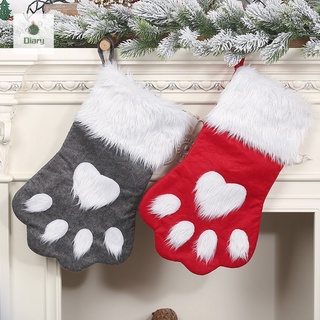 1pc bolsa de regalo de navidad mascota gato pata calcetines calcetines de árbol de navidad adornos