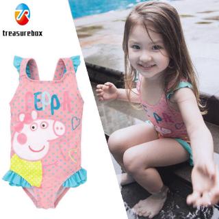 niños nuevo traje de dibujos animados niñas traje de baño de los niños de una sola pieza traje de baño poliéster rosa (1)