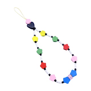 Flower Beaded Phone Lanyard Wrist Strap DIY Beads Keychain for Girls Premium