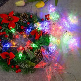 cielo diy árbol de navidad top adornos adornos luz de noche led brillante estrella año nuevo decoración festiva decoración de navidad feliz navidad estrella de cinco puntas lámpara/multicolor (5)