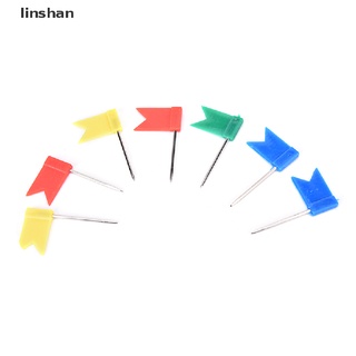 [linshan] 50X Flag Marker Shape Map Pins Cork Notice Board Push Pin Assorted Office Home [HOT]