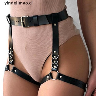 yindelimao: arnés de cuero sexy para mujer, cinturón de cintura, liguero, pierna, muslo, tirantes punk [cl] (2)