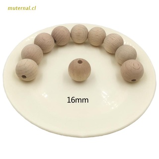 MUT 10Pcs Wooden Chewable 10-20mm Round Beech Beads DIY Craft Jewelry Baby Teether