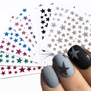 1pcs 3D uñas Slider estrellas pegatinas brillo brillante decoración calcomanía DIY transferencia adhesivo colorido uñas arte consejos manicura