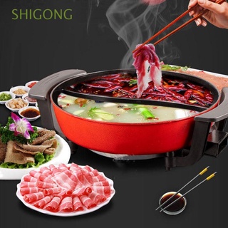 Shigong doble sopa eléctrica olla caliente de acero inoxidable olla de sopa Shabu antiadherente utensilios de cocina sin humo interior 1300W hogar cocina cocina cocina