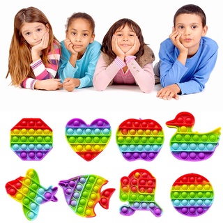Rainbow Push Bubble Pops Fidget juguete sensorial para Autisim necesidades especiales Anti-estrés juego alivio del estrés Squish Pops It Fidget juguetes (5)
