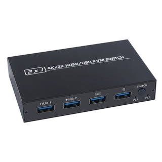 Yunl HDMI-compatible/USB KVM Switch Support 2Kx4K 2 Hosts Share 1 Monitor KVM Switch