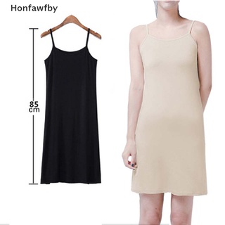 honfawfby mujeres vestido de color sólido camisola spaghetti correa larga tank top slip mini vestido *venta caliente