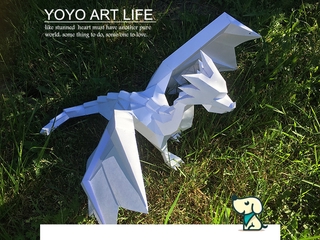 Dragón volador occidental dragón geométrico origami 3d tridimensional papel modelo de papel tallado tridimensional composición diy manual decoración creativa