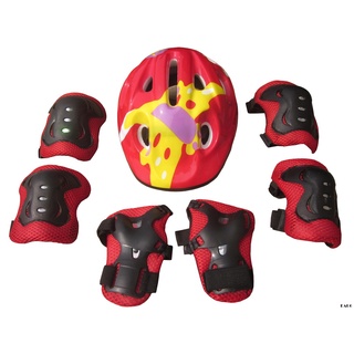 E6-7Pcs Kids Wear casco de seguridad rodilla codo almohadilla patinaje bicicleta juego de protección