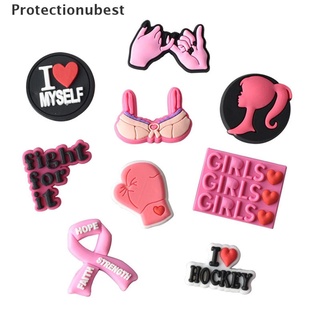 Protectionubest 10Pcs Pink Girl Boxing Gloves Shoe Charms Accessories Decorations Shoe Buckle NPQ