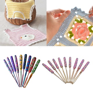 9x colorido ganchillo ganchos de tejer agujas kit de tejer crochet herramientas (1)