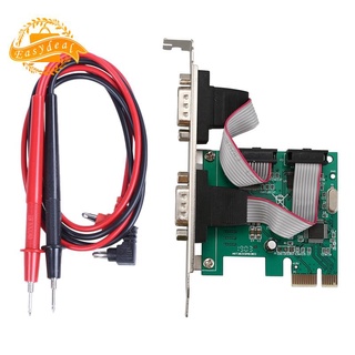 Pci-E PCI Express Dual Serial DB9 RS232 adaptador de controlador de 2 puertos verde con multímetro Digital de prueba de plomo