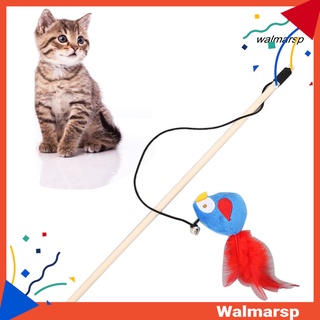 [Wmp] Color brillante pluma forma de pájaro gato gatito juguete Teaser varita palo mascotas suministros
