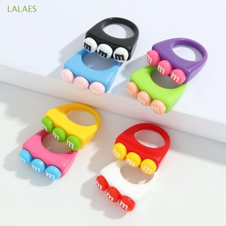 LALAES Fashion M-bean Ring Simple Jewelry Gifts Resin Rings Women Punk Candy Color Korean Square Hip Hop Finger Ring/Multicolor