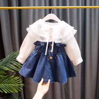 Kid's dress2020Girls' camisa primavera nuevo estilo niños Denim liguero falda bebé niña moda liguero skirtgirls ropa (1)