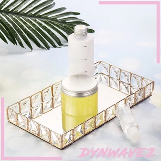 [DYNWAVE2] Glam espejo cristal cosmético bandeja de maquillaje baratija organizador rectángulo