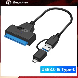 Bur_2 in 1 USB 3.0 Type-C to 22Pin SATA Adapter 2.5inch HDD SSD Hard Drive Cable