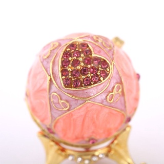 DIT Pink LOVE Heart Faberge-Egg Series Hand Painted Jewelry Trinket Box Unique Gift for Easter Home Decor Collectible (5)