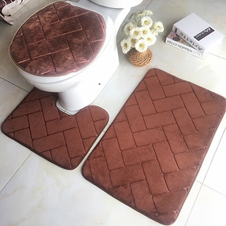 3 unids/Set alfombra de baño inodoro baño ducha alfombra alfombra franela suave lavable B
