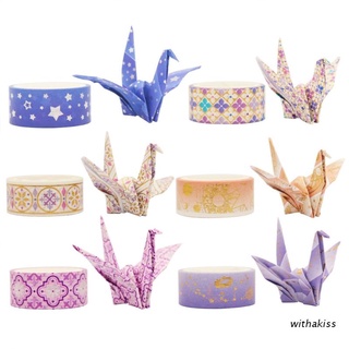 withakiss 12 Rolls Purple Star Gold Foil Japanese Washi Tape Set Masking Tape Sticker For Scrapbooking Diy Gift Stationary