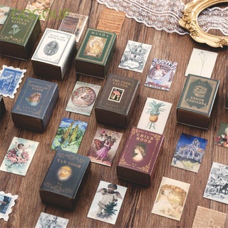 GOGOUP 100pcs/box Mini Scrapbooking European Journaling Project Kraft Paper DIY Cards Diary Retro Decoration Card Making