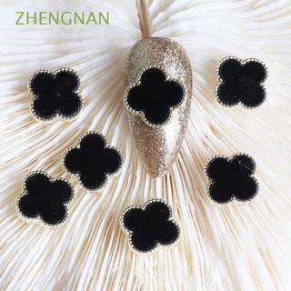Zhengnan adornos De uñas De aleación De trébol De cuatro hojas/imitación negra y blanca/Diy 3d Para decoración De uñas
