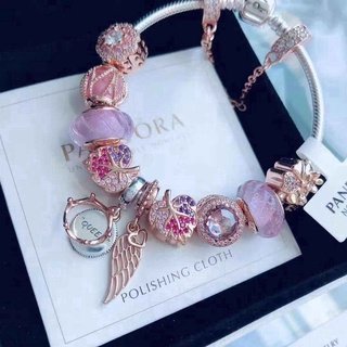 Pandora pulsera nueva serie rosa Diy Charm combinación Charm bolsa regalo de cumpleaños caja (1)