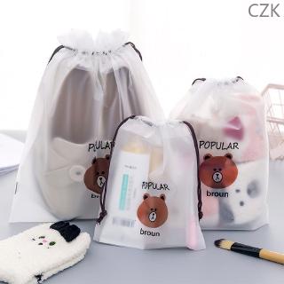 [czk] bolsa de almacenamiento con cordón de oso marrón de dibujos animados/bolsa de almacenamiento creativa para viaje/cosméticos