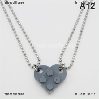 [Felice] 1 pza collar con colgante de corazón Lego de ladrillo para parejas de moda amistad (9)