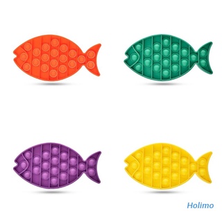 holimo fish shape push-pop burbuja fidget sensorial juguete, silicona exprimir juguete sensorial autismo necesidades especiales ansiedad alivio del estrés