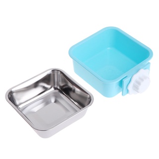 chcool pet bowl acero inoxidable alimentador de alimentos de agua perro gato jaula colgante suministros cuadrados (4)