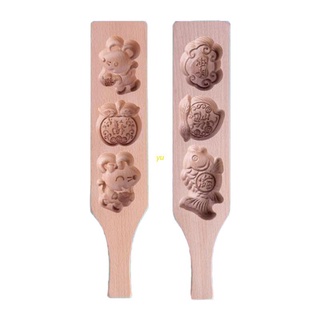 Yu de dibujos animados de madera de la luna molde de pastel de pastelería herramienta de hornear para hacer Mung frijol de hielo de la piel del Fondant molde de galletas de Chocolate decoración