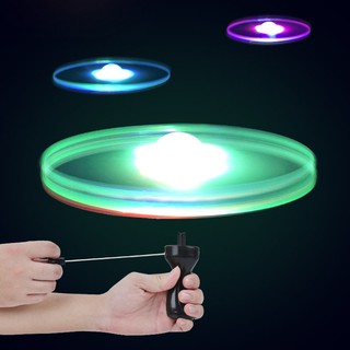 divertido colorido pull string ufo led luz hasta platillo volador niño juguete