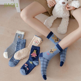 Jiaqi1 calcetines deportivos De algodón Para mujer con estampado De Flores/conejo Para niñas
