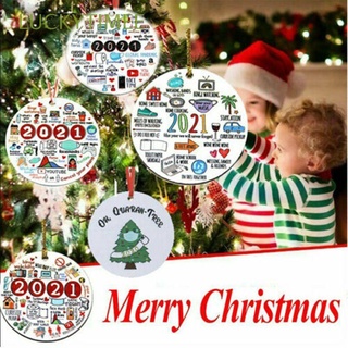 LUCKYTIMEE New Year Christmas Decorations Merry Christmas Souvenirs Christmas Tree Pendant Commemorative Tag Gift Hanging DIY Home Party Supply Round Xmas Tree Decorations